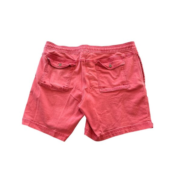 George Mens XL Red Drawstring Cotton Shorts Back Button Pockets Casual Fit - Picture 4 of 5